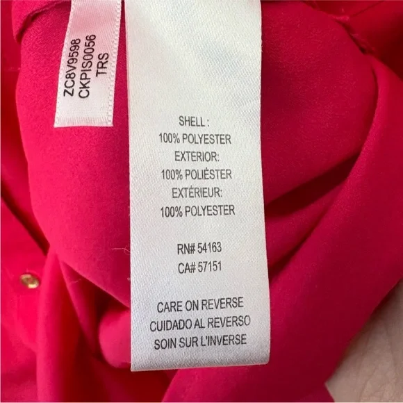 Calvin Klein Fuchsia Pink Gold Button Down Blouse Size Small - Picture 9 of 10